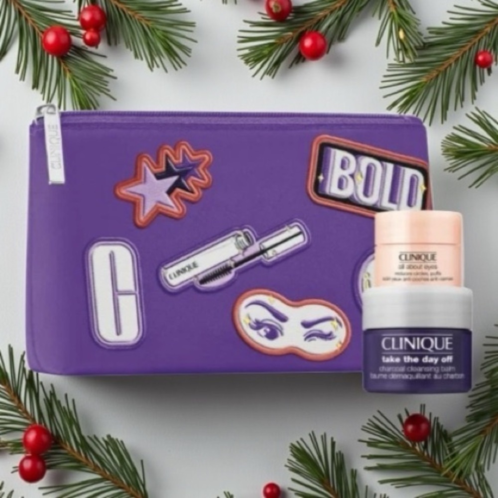 Clinique Cosmetic Bag - Take the day off Charcoal Cleaning Balm & All About eyes